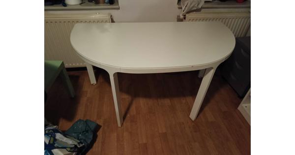 Halfrond bureau/tafel, wit